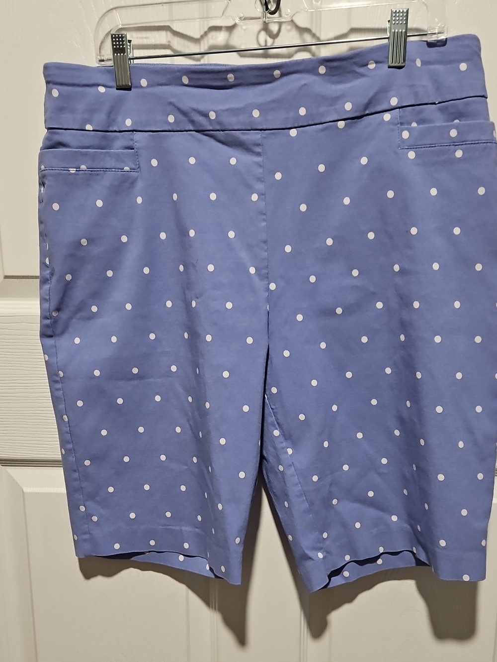 Kim Rogers Periwinkle Blue Polka Dot Bermuda Shorts